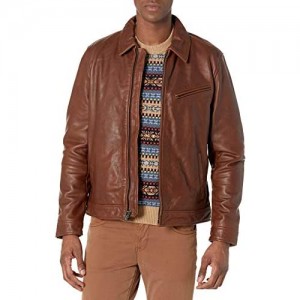 Lucky Brand mens Long Sleeve Aviator Leather Jacket