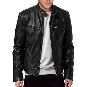 Men's Black Full Grain Genuine Lambskin Leather Jacket