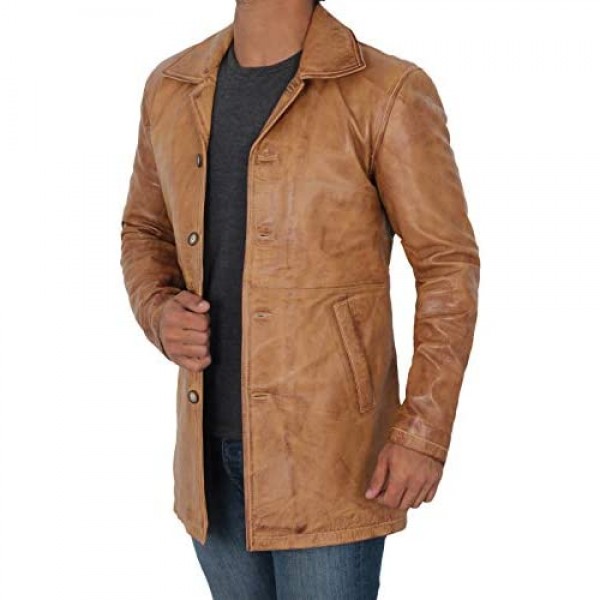 Mens Brown Leather Jackets and Coats - 100% Real Lambskin Distressed Leather Jacket
