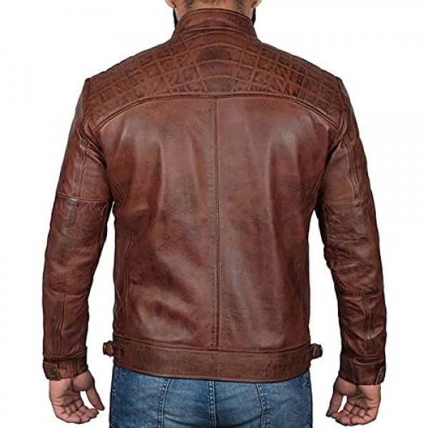 Mens Leather Jacket - Quilted Real Lambskin Leather Jackets for Men