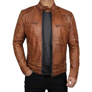 Mens Leather Jacket Real Lambskin Motorcycle Jacket for Men