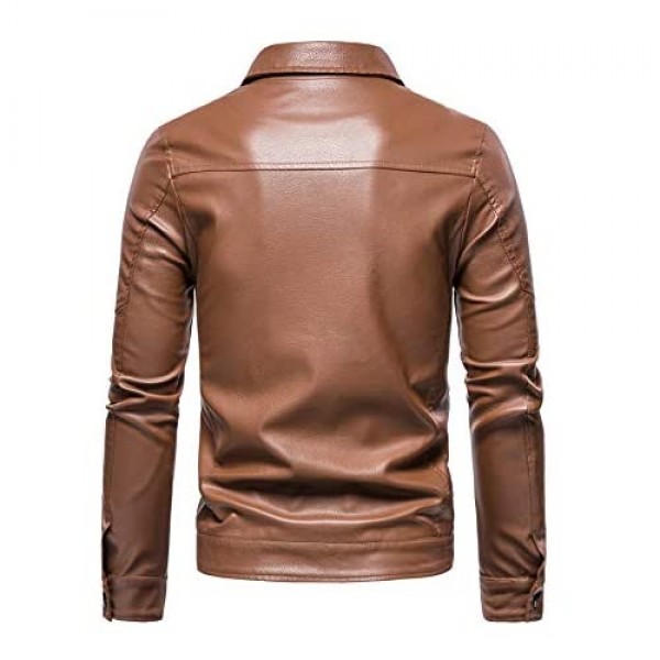 Men's Leather Jacket Vintage Faux Leather Jacket Motorcycle Biker Outwear