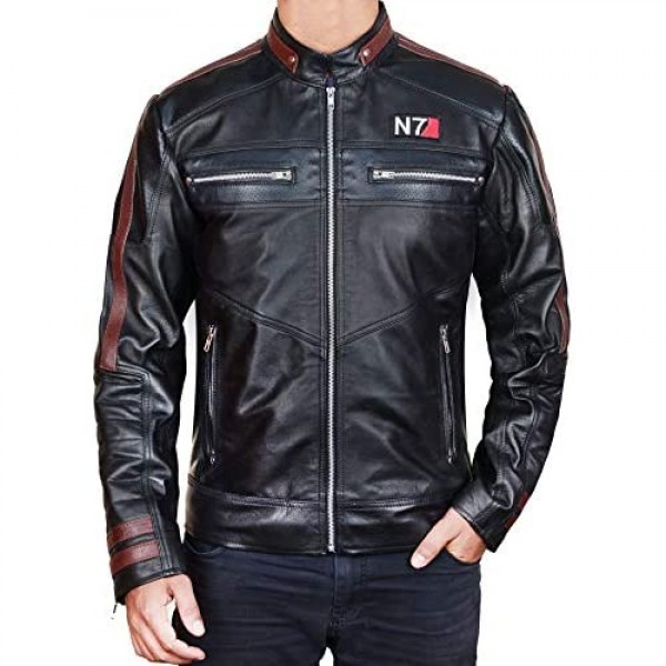 Mens Mass Black Street Fighter Faux Leather Jacket - Effected Game Costume