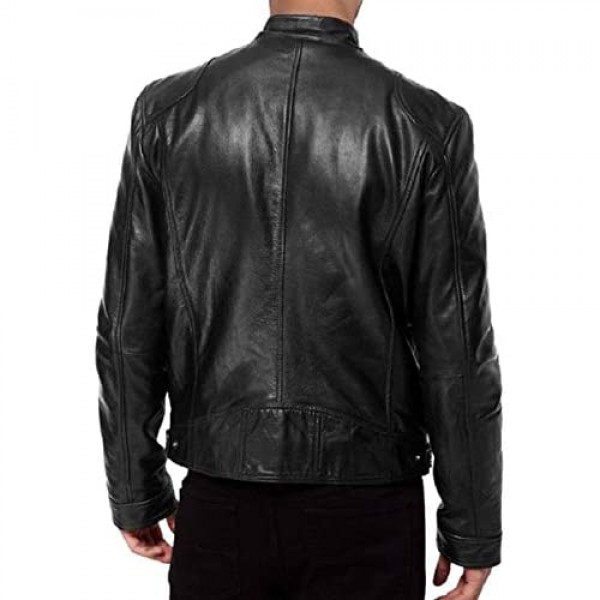 Milamb Leather Men's Sword Black Genuine Lambskin Leather Biker Jacket