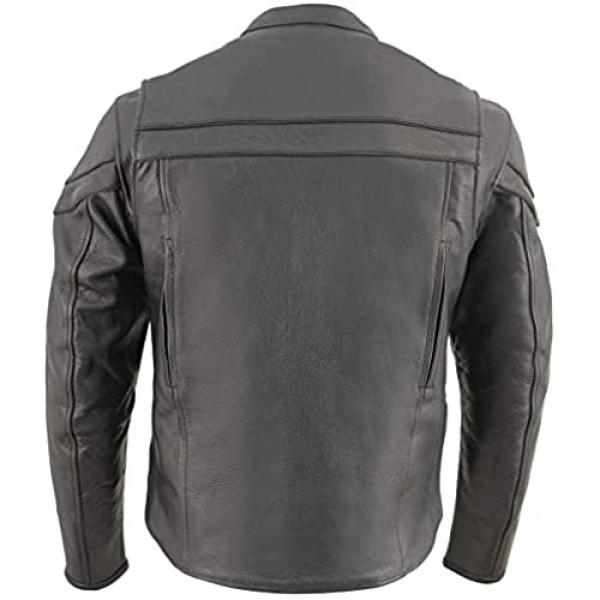 Milwaukee Leather SH1408 Men's Sporty Crossover Vented Black Leather Scooter Jacket - Medium