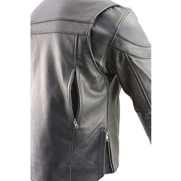 Milwaukee Leather SH1408 Men's Sporty Crossover Vented Black Leather Scooter Jacket - Medium