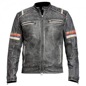 PriceRight - Men’s Vintage Cafe Racer Retro 2 Motorcycle Distressed Biker Leather Jacket  Biker Jacket  Cafe Racer Jacket