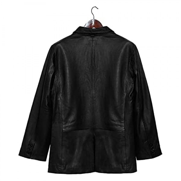 Pure Leather Blazer for Men Black Real Lambskin Coat – Casual Sports Hides Winter Jackets Event Overcoat