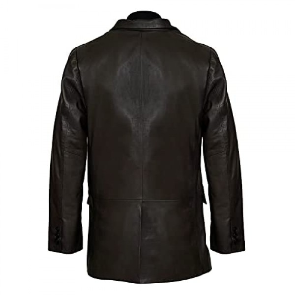 Pure Leather Blazer for Men Brown Real Lambskin Coat – Casual Sports Hides Winter Jackets Event Overcoat