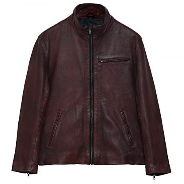 Pure Leather Slim Fit Lambskin Jacket Men - Classic Rider Casual Collar Style Jacket