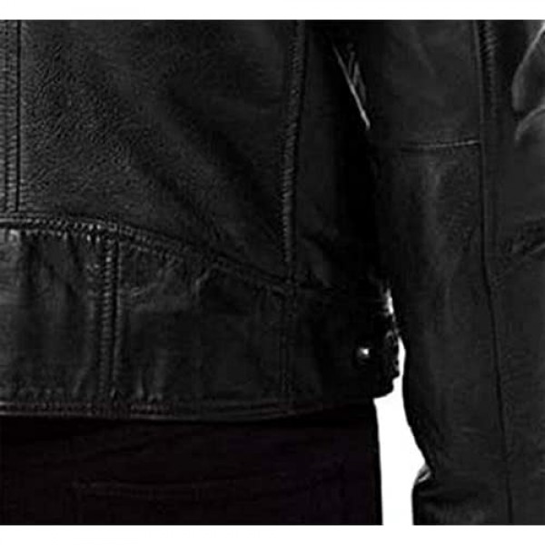 Spazeup Leather Jackets for Men - Men's Leather Jacket - Men's Sword Black Biker Leather Jacket
