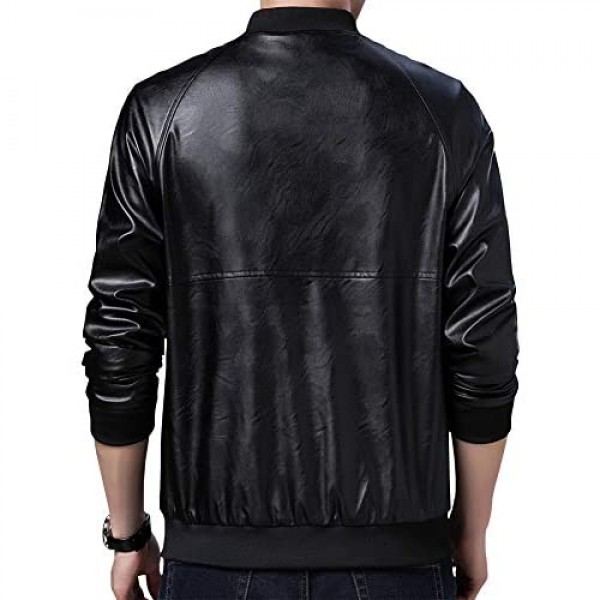 Womleys Mens Casual Slim Fit Faux Leather Jacket Fall Winter Leather Bomber Jackets