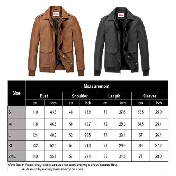 WULFUL Men Vintage Leather Jacket Casual Bomber Faux Leather Outwear Jackets