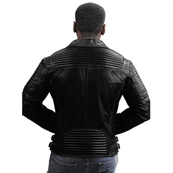 Zebe Leather Men's Genuine Lambskin Leather Biker Jacket