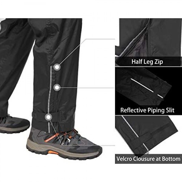 33 000ft Men's Rain Pants Lightweight Waterproof Rain Over Pants Windproof Outdoor Pants for Hiking Fishing