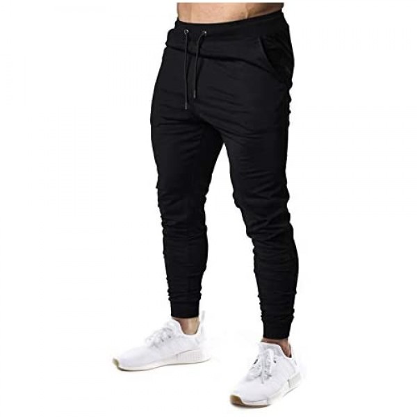 A WATERWANG Men's Slim Jogger Pants Tapered Athletic Sweatpants for Jogging Running Exercise Gym Workout