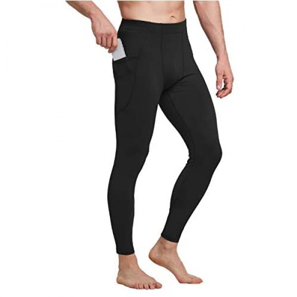 BALEAF Men's Yoga Leggings with Pockets Athletic Sports Running Tights Compression Pants for Workout Dance Cycling