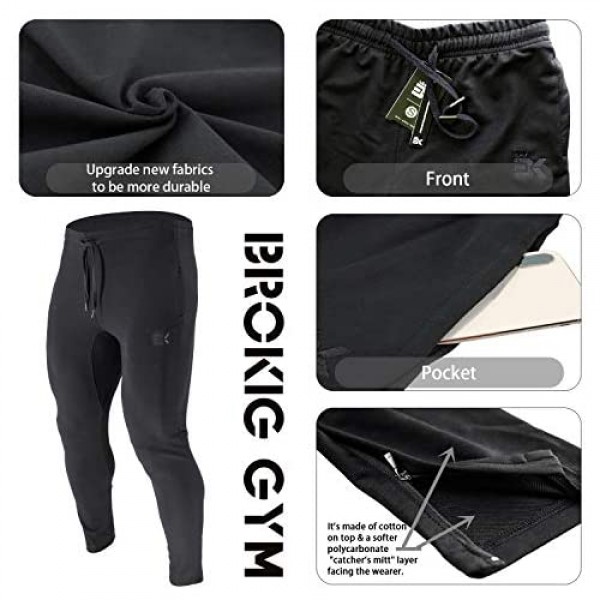 BROKIG Mens Zip Joggers Pants - Casual Gym Workout Track Pants Comfortable Slim Fit Tapered Sweatpants with Pockets