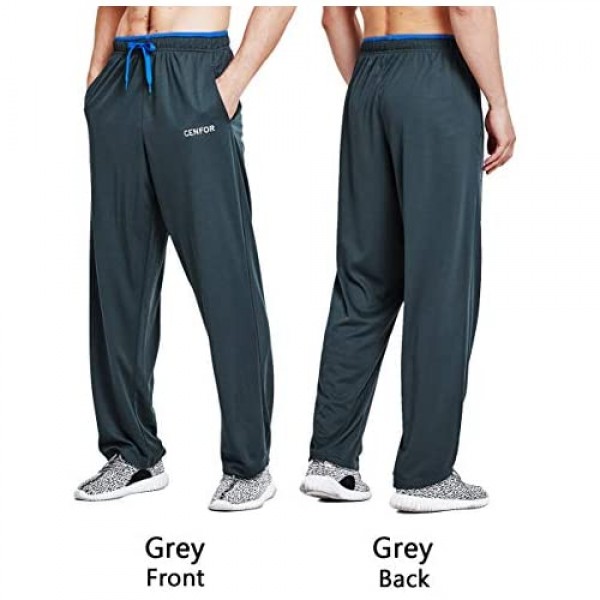 CENFOR Men's Sweatpants with Pockets Open Bottom Workout Pants for Athletic Jogging Training Casual
