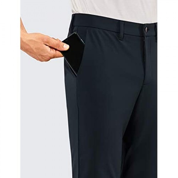 CRZ YOGA Men's Skinny Travel Pants Stretch Solid Dry Feeling Thick Golf Work Long Pant with Pockets - 34 inches