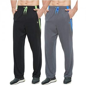 E-SURPA Men's Athletic Pant with Pockets Open Bottom Sweatpants for Men Workout  Exercise  Running
