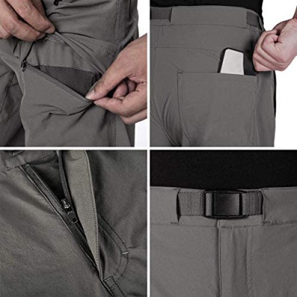 FREE SOLDIER Men's Outdoor Cargo Hiking Pants with Belt Lightweight Waterproof Quick Dry Tactical Pants Nylon Spandex