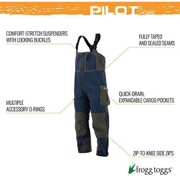 FROGG TOGGS Men's Pilot II Guide Waterproof Breathable Rain Bib