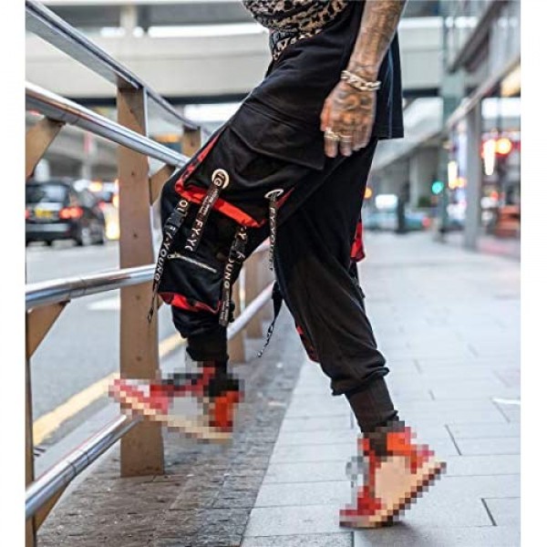 Hello MrLin Men's Jogger Pants Punk Cargo Baggy Techwear Hip Hop Harem Pants Streetwear Tactical Track Pants