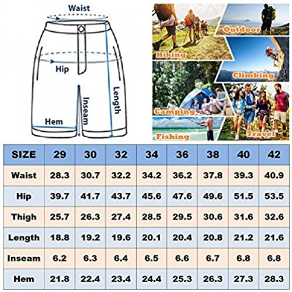 Jessie Kidden Men's Outdoor Casual Elastic Waist Lightweight Water Resistant Quick Dry Cargo Fishing Hiking Shorts