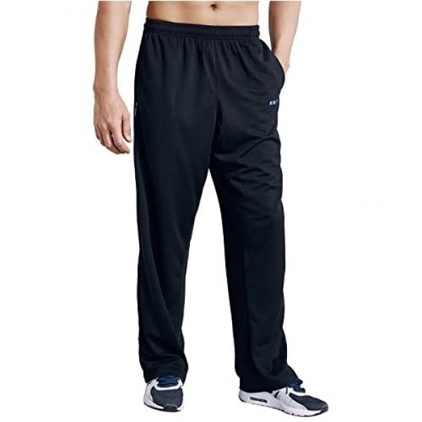 LUWELL PRO Men's Sweatpants with Pockets Open Bottom Athletic Pants for Jogging Workout Gym Running Training