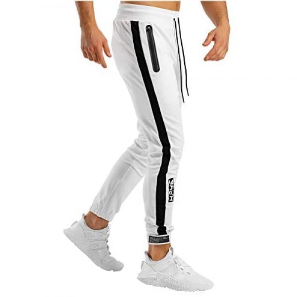 PIDOGYM Men's Athletic Running Sport Jogger Pants Slim Striped Workout Casual Joggers Tapered Sweatpants