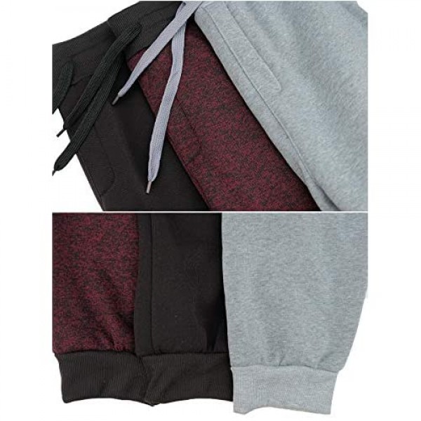 Real Essentials 3 Pack: Men's Tech Fleece Active Athletic Casual Jogger Sweatpants with Pockets