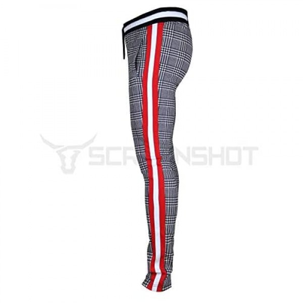 Screenshotbrand Mens Hip Hop Premium Slim Fit Track Pants - Athletic Jogger Bottom with Side Taping