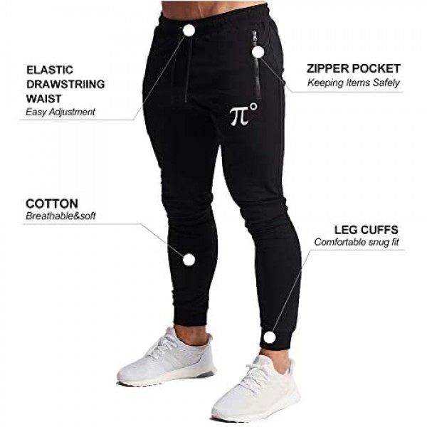 Wangdo Men's Joggers Sweatpants Gym Training Workout Pants Slim Fit with Zipper Pockets