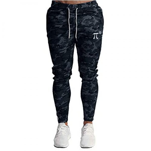 Wangdo Men's Zipper Pockets Camouflage Joggers Sweatpants for Casual Gym Workout Slim Sport Drawstring Long Pants