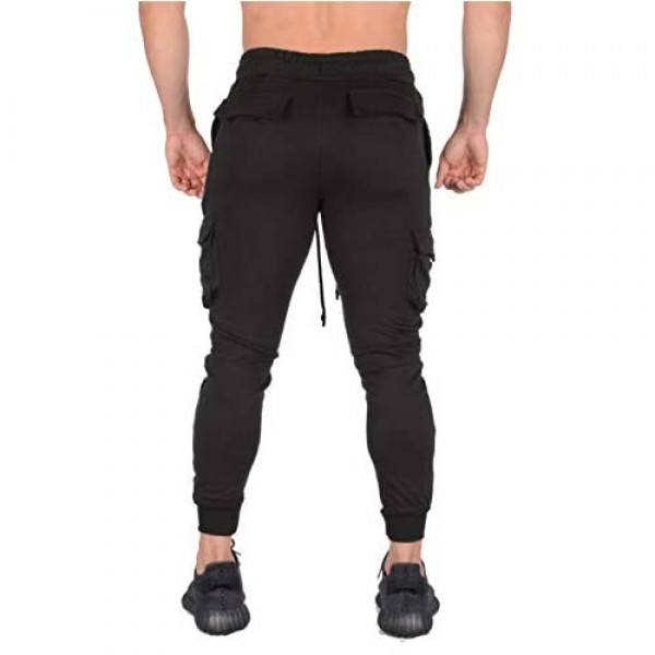 YoungLA Gym Joggers for Men | Skinny Tapered Cargo | Slim Fit Sweatpants| Workout Pants Clothes with Pockets | 203