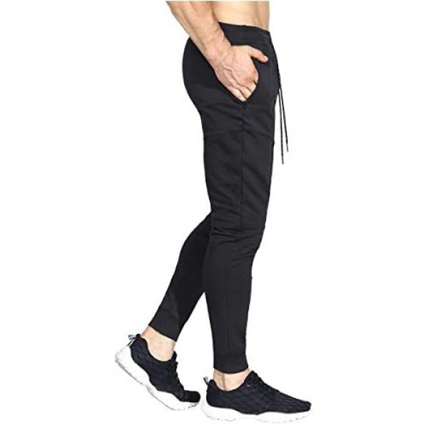 ZENWILL Mens Tapered Workout Running Pants Jogger Training Sweatpants Slim Fit with Zip Pockets