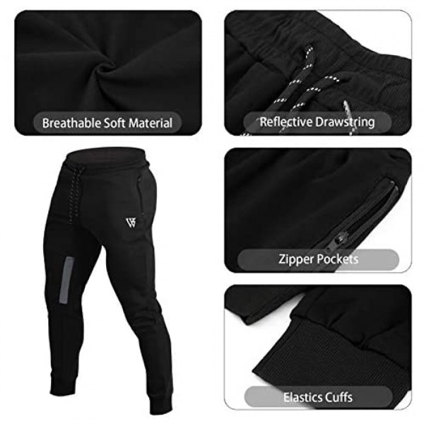 ZENWILL Mens Tapered Workout Running Pants Jogger Training Sweatpants Slim Fit with Zip Pockets