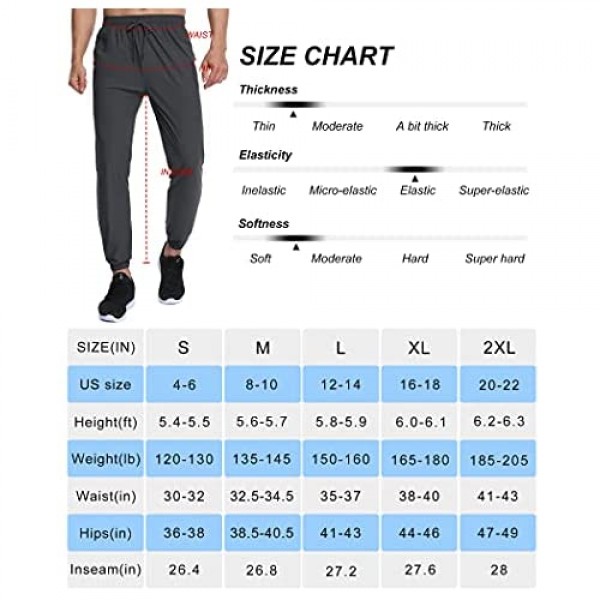 ZUTY Men's 7/8 Lightweight Athletic Joggers Slim Fit Running Jogging Quick Dry Workout Pants with Zipper Pockets UPF50+