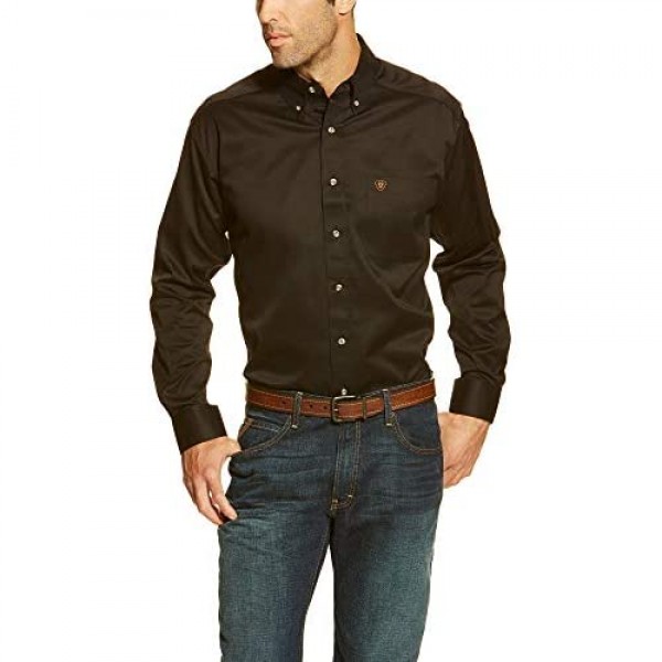 Ariat Solid Twill Classic Fit Shirt - Men's Long Sleeve Western Button-Down