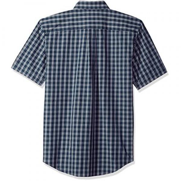 Arrow 1851 Men's Big and Tall Hamilton Poplins Short Sleeve Button Down Plaid Shirt
