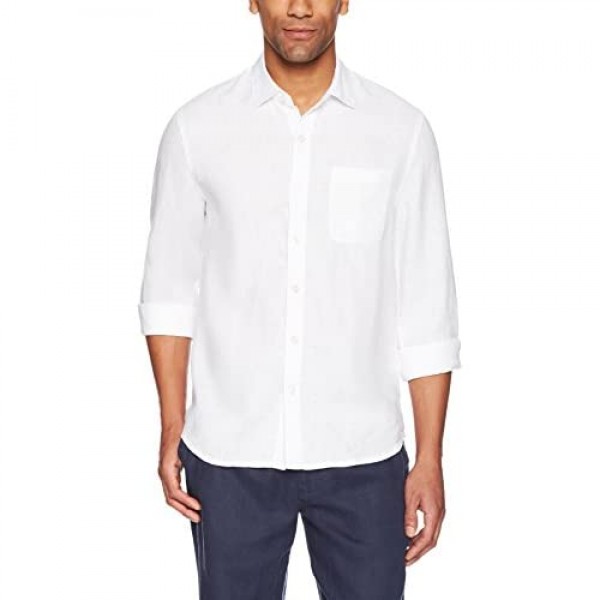 Brand - 28 Palms Men's Standard-Fit Long-Sleeve 100% Linen Shirt