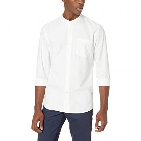 Brand - Goodthreads Men's Standard-Fit Long-Sleeve Band-Collar Oxford Shirt