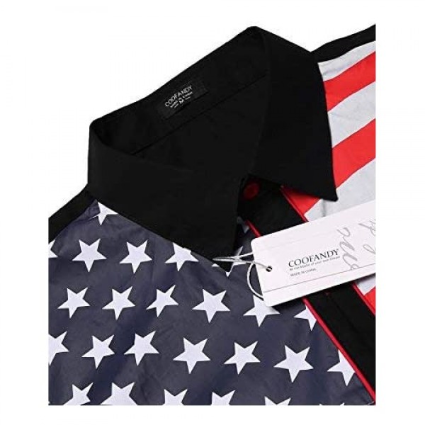 COOFANDY Men's Casual American Flag Button Down Shirts Slim Fit Long Sleeve Shirt