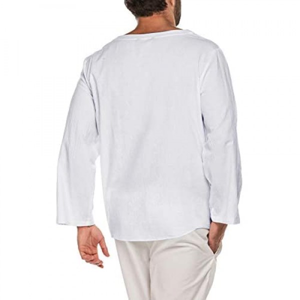 COOFANDY Mens Fashion T Shirt Cotton Linen Tee Hippie Shirts V-Neck Yoga Top