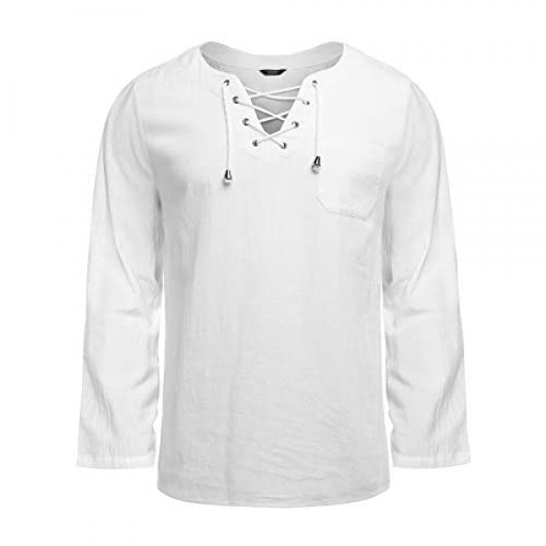 COOFANDY Mens Fashion T Shirt Cotton Linen Tee Hippie Shirts V-Neck Yoga Top
