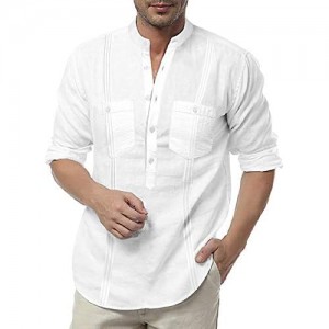 COOFANDY Men's Linen Henley Shirt Long Sleeve Casual Hippie Cotton Beach T Shirts