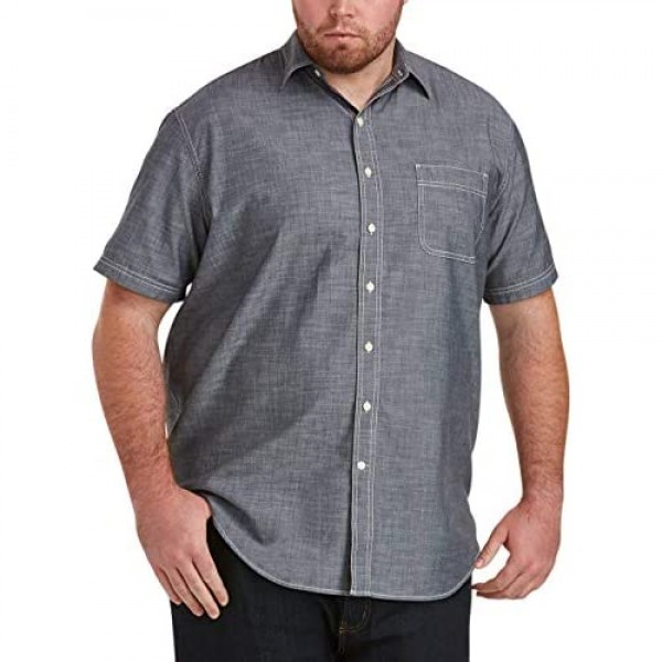 Essentials Men's Big & Tall Short-Sleeve Chambray Shirt fit by DXL