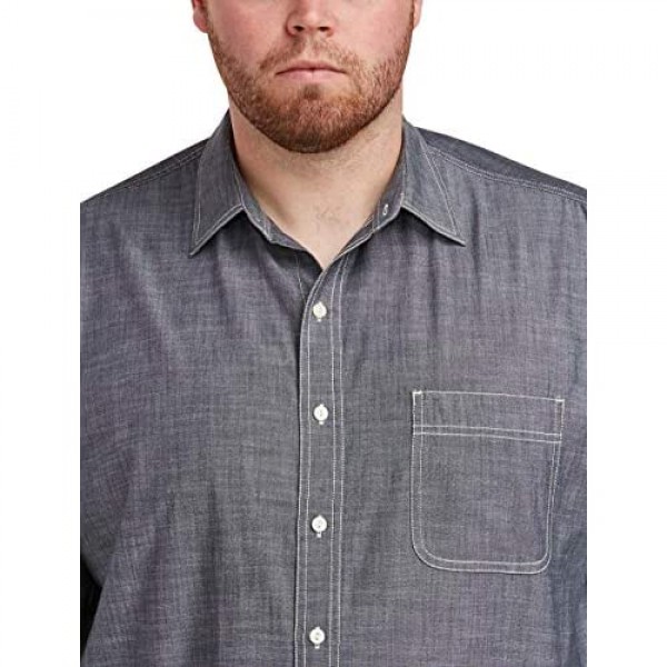 Essentials Men's Big & Tall Short-Sleeve Chambray Shirt fit by DXL