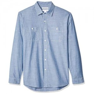  Essentials Men's Regular-fit Long-Sleeve Chambray Shirt